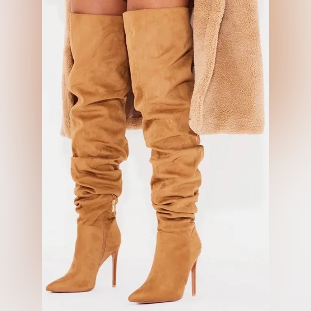 PrettyLittleThing Camel Over the Knee Boots